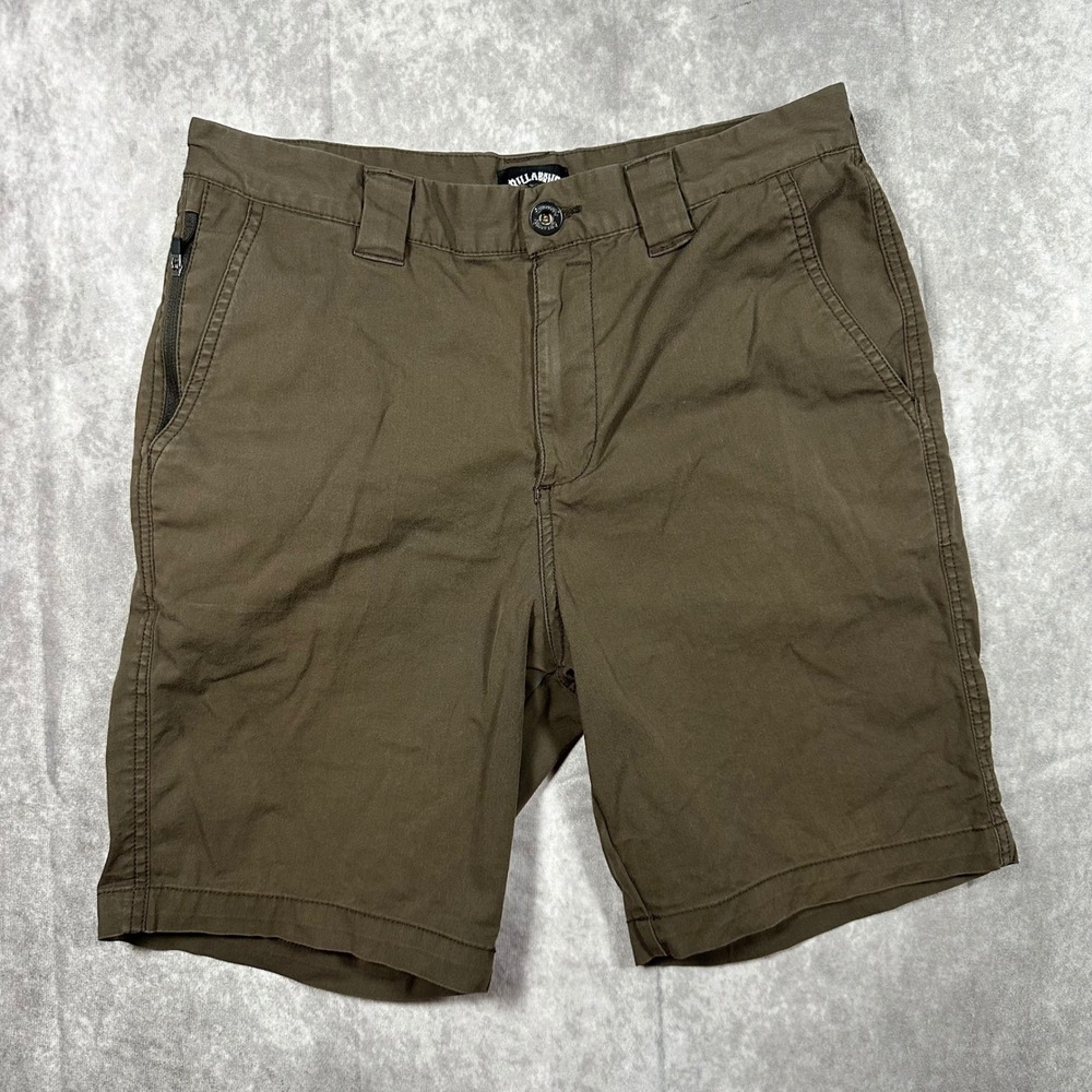 Billabong Mens Chino Shorts Size 30 Olive Brown Cotton Blend Casual Outdoor Surf